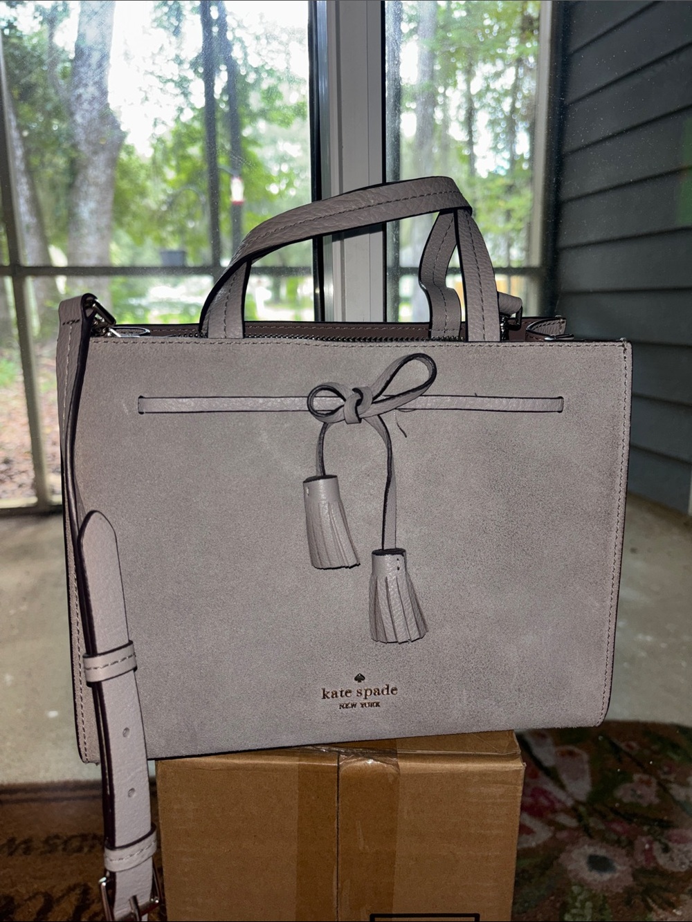 kate spade Gray Suede Tassel Satchel